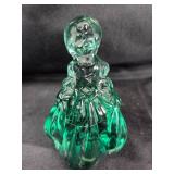 Green Glass Paperweightï¿½ Figurine of Woman in Dres