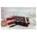 Pyrex Glass Casserole Dishes, Bowls, American Flag