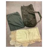 Military Canvas Bags, Crochet Textile Piece