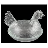 Glass Hen on a Nest with Textured Design