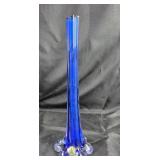Blue Glass Vase With Flared Base