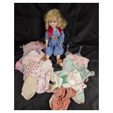 Composition Doll With Clothes, Accessories