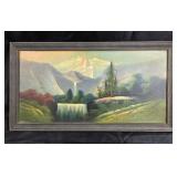 Landscape Oil Painting With Waterfall
