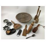 Wooden Kitchen Utensils, Molds, Tinware