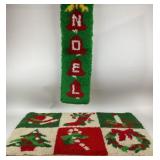 Christmas Latch Hook Rugs with Noel Banner
