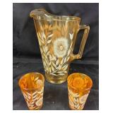 1940s Jeanette Glassï¿½ Marigold Pitcher & 2 Cups