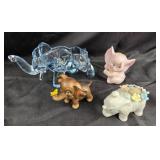 Porcelain, Ceramic, Glass Elephant Figurines