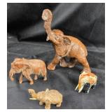 Wooden And Painted Elephant Figurines