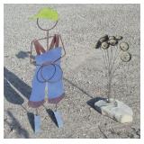 Metal Boy Figure Yard Stake Plant Stand 34 in.
