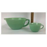 Fire King Jadeite Batter Bowl, Teacup
