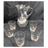 Glass Pitcher With Hand-Painted Castle Scene, Tumb