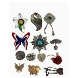 Costume Jewelry Brooches: JJ Gold tone articulated