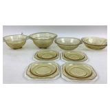 Amber Depression Glass Bowls And Plates