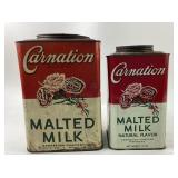 Carnation Malted Milk Tin Containers