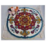 Latch Hook Rug With Yarn, Tool, Floral Design