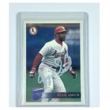 Ozzie Smith autographed baseball card