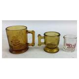 Amber Glass Humpty Dumpty Cups, Nestle Glass