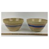 Stoneware Mixing Bowls With Pink, Blue Stripes
