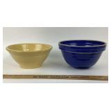 Yellow And Blue Stoneware Mixing Bowls