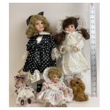 Porcelain Dolls & Stands: Classical Linda, Rosy Ve