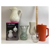 Longaberger Vase, Thermos Coffee Butler, Tupperwar