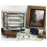 Framed Portrait, Crystal Glassware, Decor