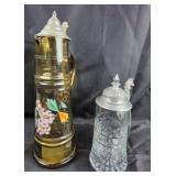 Glass Beer Steins With Pewter Lids
