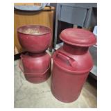 Milk Can Painted Red & Milk Strainer