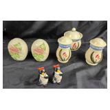 Salt Shakers with Floral and Penguin Designs