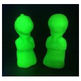 Fenton Uranium Glass Praying Figurines