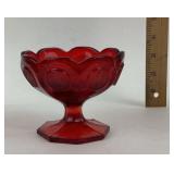 Fostoria Ruby Red Coin Glass Compote Dish with Sca