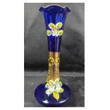 Cobalt Blue Vase With Floral Design