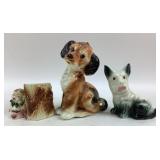 Ceramic Dog Figurines, Planter With Elf Design
