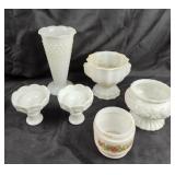 Milk Glass Vases, Bowls, Candy Dish