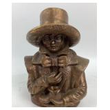 Bronze-Colored Figural Container With Removable Li