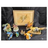 Bird Figurines, Framed Bird Print, Music Box