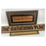 3 Wood Signs - Thanks Be To God, The Gathering