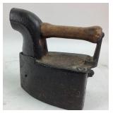 Cast Iron Coal Iron With Wooden Handle