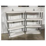 2 plastic shelving units