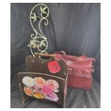 Red Leather Bag, Metal Wall Decor, Floral Magazine