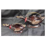 Duck-Shaped Ceramic Teapot And Creamer, Japan