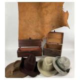 Cowboy Hats, Rustic Wood Boxes, Leather Hide