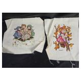 Completed Cross-Stitch Artwork, Girls and Autumn S