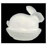 Frosted Glass Rabbit on a Nest