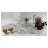 Assorted Glassware, Lamp, Chicks