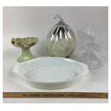 Pyrex Serving Dish, Art Glass Figurines, McCoy Vas