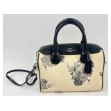 Coach Charlie Floral Black leather handbag