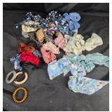 Hair Scrunchies in Floral, Plain, and Bow Designs