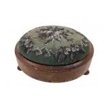 Victorian Hand Beaded Round Footstool
