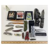 Atari Game Cartridges, Knives, Multitools